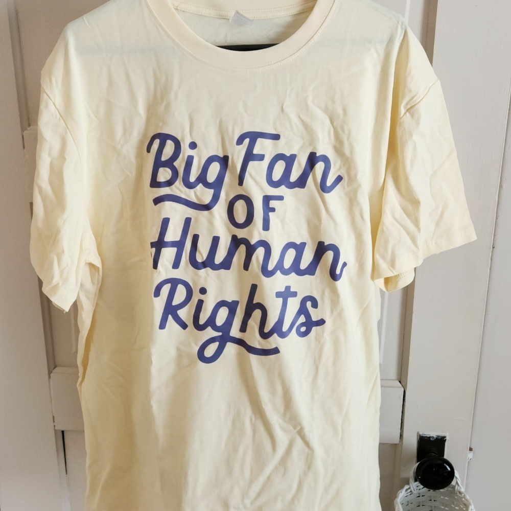 Cream Graphic Tee "Big Fan of Human Rights"